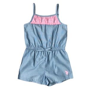 Toddler Girls “U.S. Polo” Denim Romper